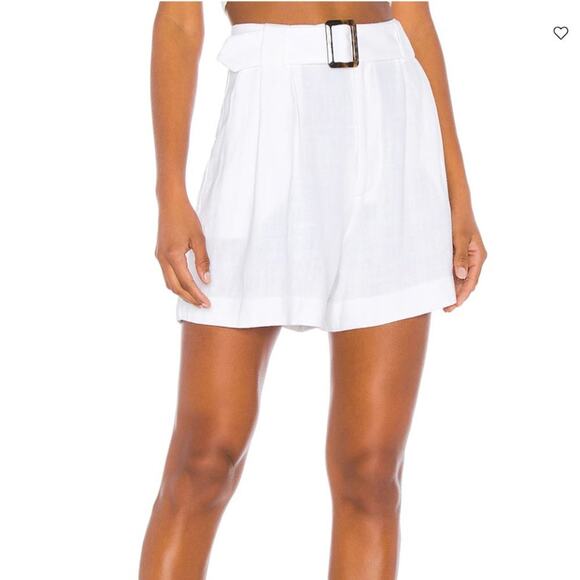 Show Me Your Mumu Percy Belted High Rise Shorts in White - Picture 1 of 7